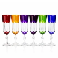 6 flûtes cristal couleur nicole