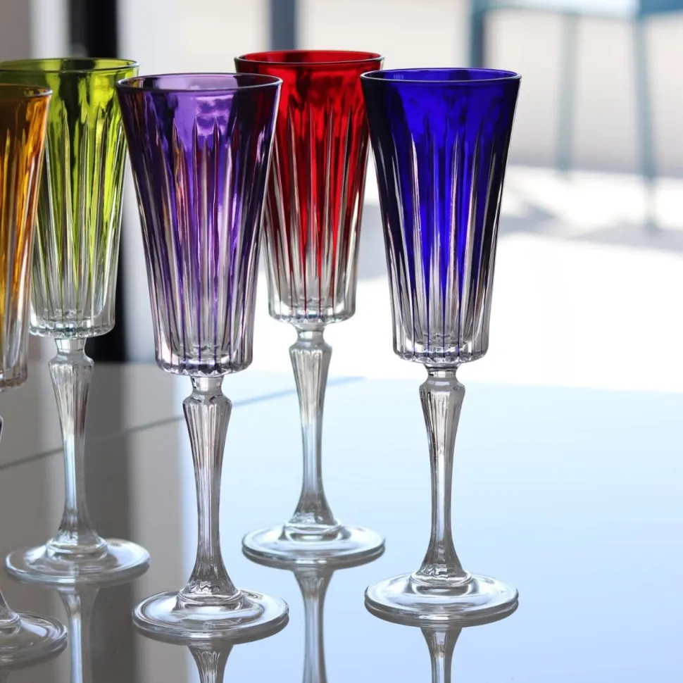 6 flûtes cristal timeless couleurs
