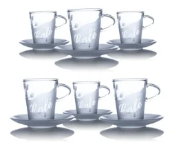 6 mugs café cristal sans sous tasse