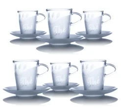 6 mugs thé cristal sans sous tasse