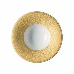 Assiette creuse à aile gravée 22 cm Minéral or Raynaud