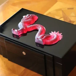 Boîte bijoux dragon laqué noir Lalique 88 EX