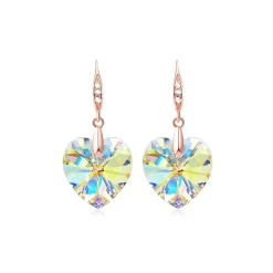 Boucles d’oreilles cristal cœur irisé