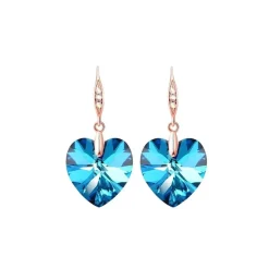 Boucles d’oreilles cristal cœur bleu clair