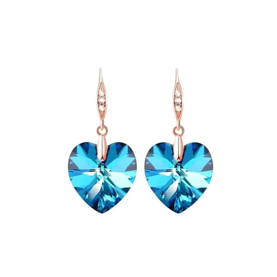Boucles d’oreilles cristal cœur bleu clair