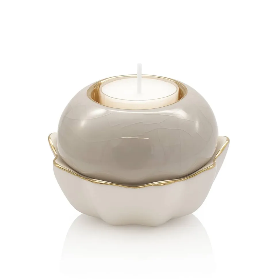 Bougeoir photophore Lotus renaissance Émaux de Longwy