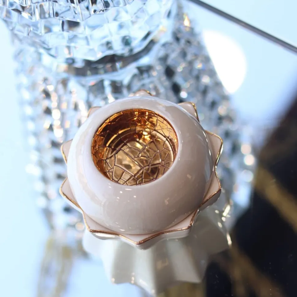 Bougeoir photophore Lotus renaissance Émaux de Longwy