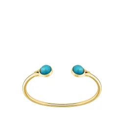 Bracelet flexible cabochon bleu plaqué or Lalique