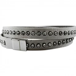 Bracelet flexible tissu cristaux