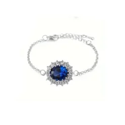 Bracelet médaillon cristal bleu saphir