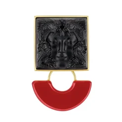 Broche aréthuse noir résine lalique