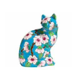 Chat Assis Apple Blossom Émaux de Longwy