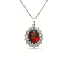 Collier médaillon royal cristal rouge rubis