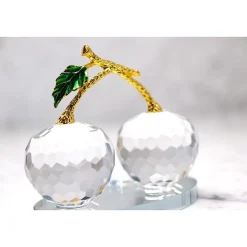 Duo sculpture cerises cristal