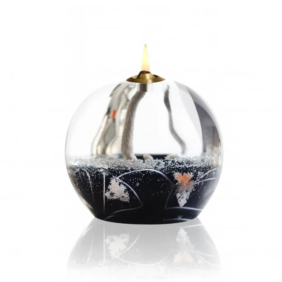 Lampe à huile cristal noir et argent + paraffine X1