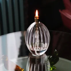 Lampe à huile élégance ovale verre