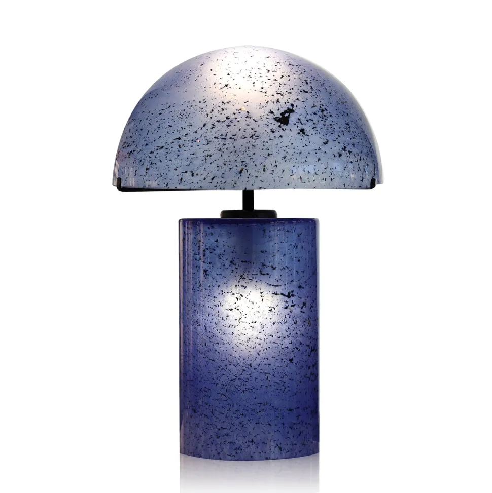 Lampe à poser volcania bleu en verre