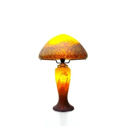 Lampe champignon pâte de verre jaune