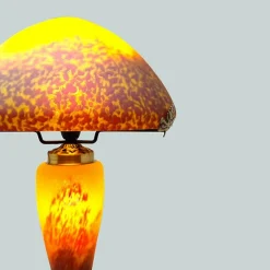 Lampe champignon pâte de verre jaune