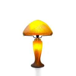 Lampe champignon pâte de verre orange