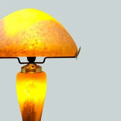 Lampe champignon pâte de verre orange