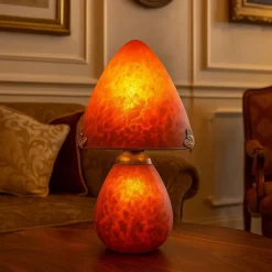 Lampe champignon pâte de verre rouge 019