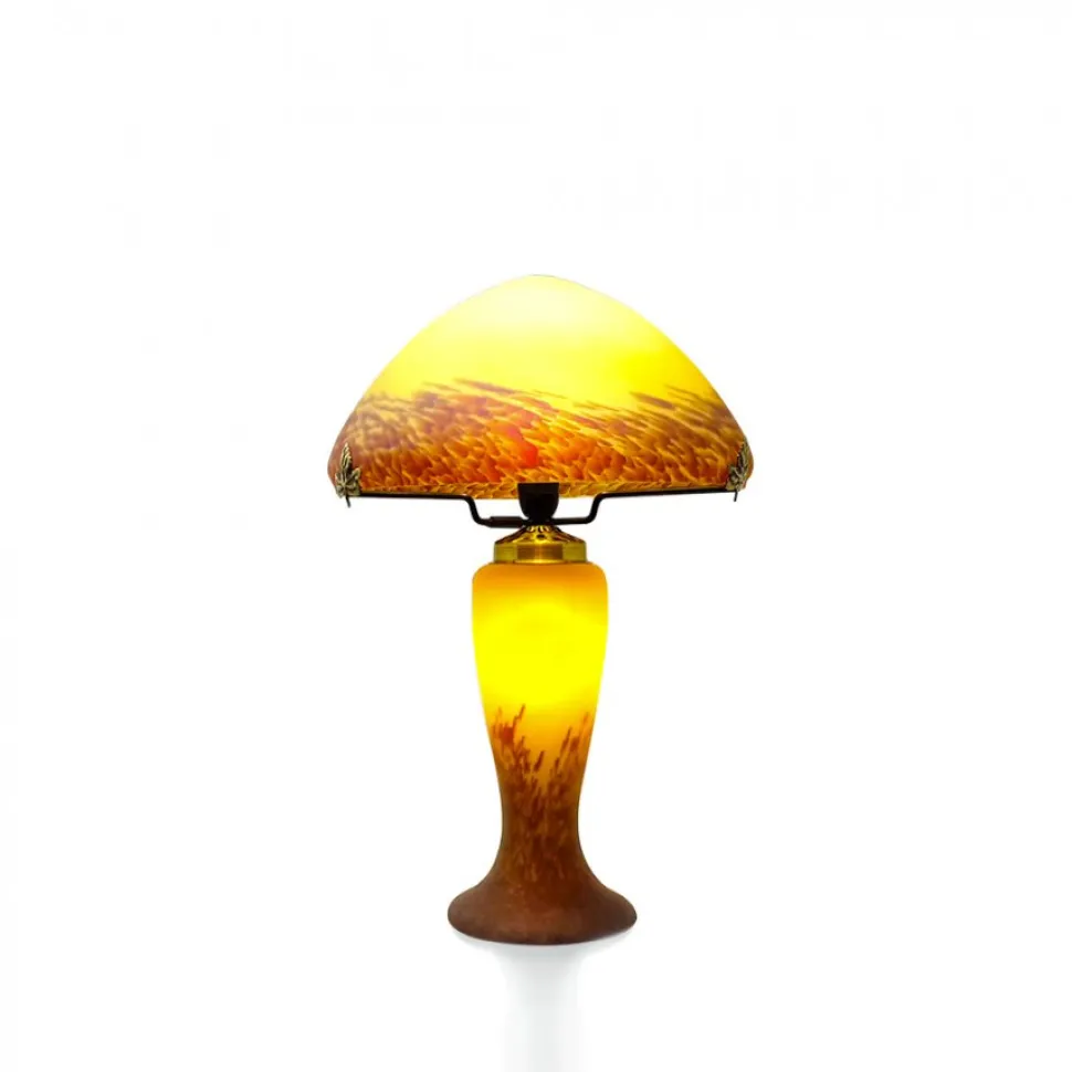 Lampe champignon pâte de verre ivoire