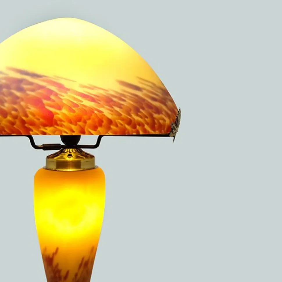 Lampe champignon pâte de verre ivoire