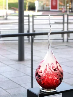 Lampe flamme cristal Framboise et noir Cristal de Lorraine