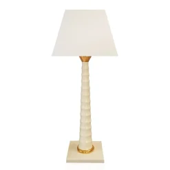 Lampe Haute Bamboo Faïence de Longwy – Ivoir et or