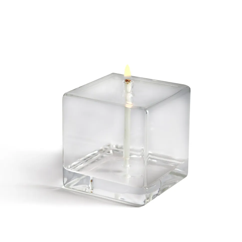 Lampe huile carré verre