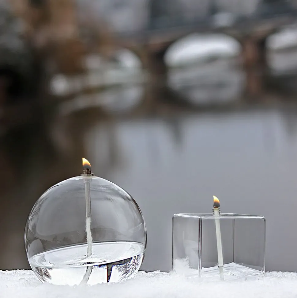 Lampe huile carré verre