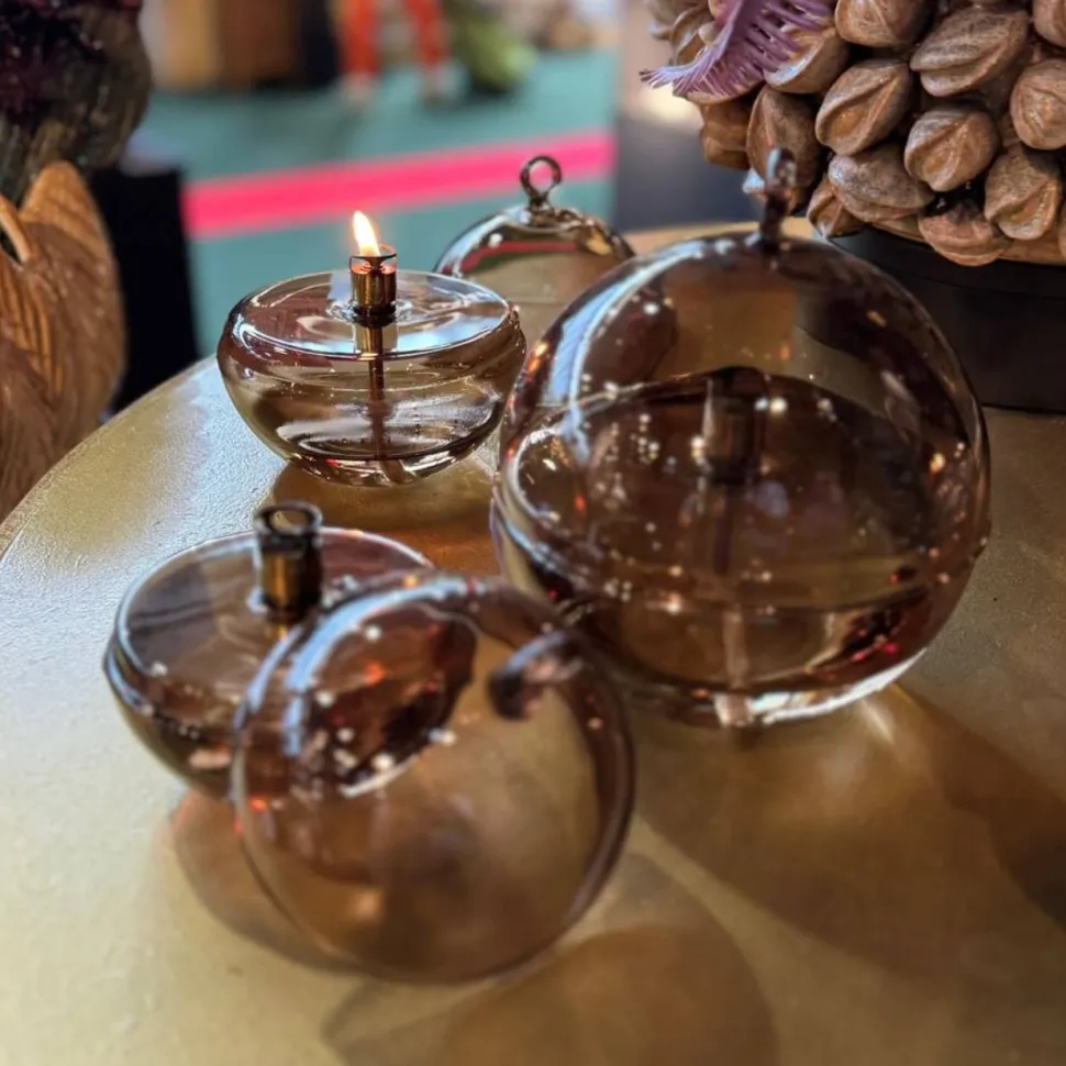 Lampe huile cloche champagne