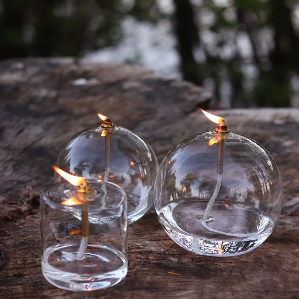 Lampe huile en verre cylindre