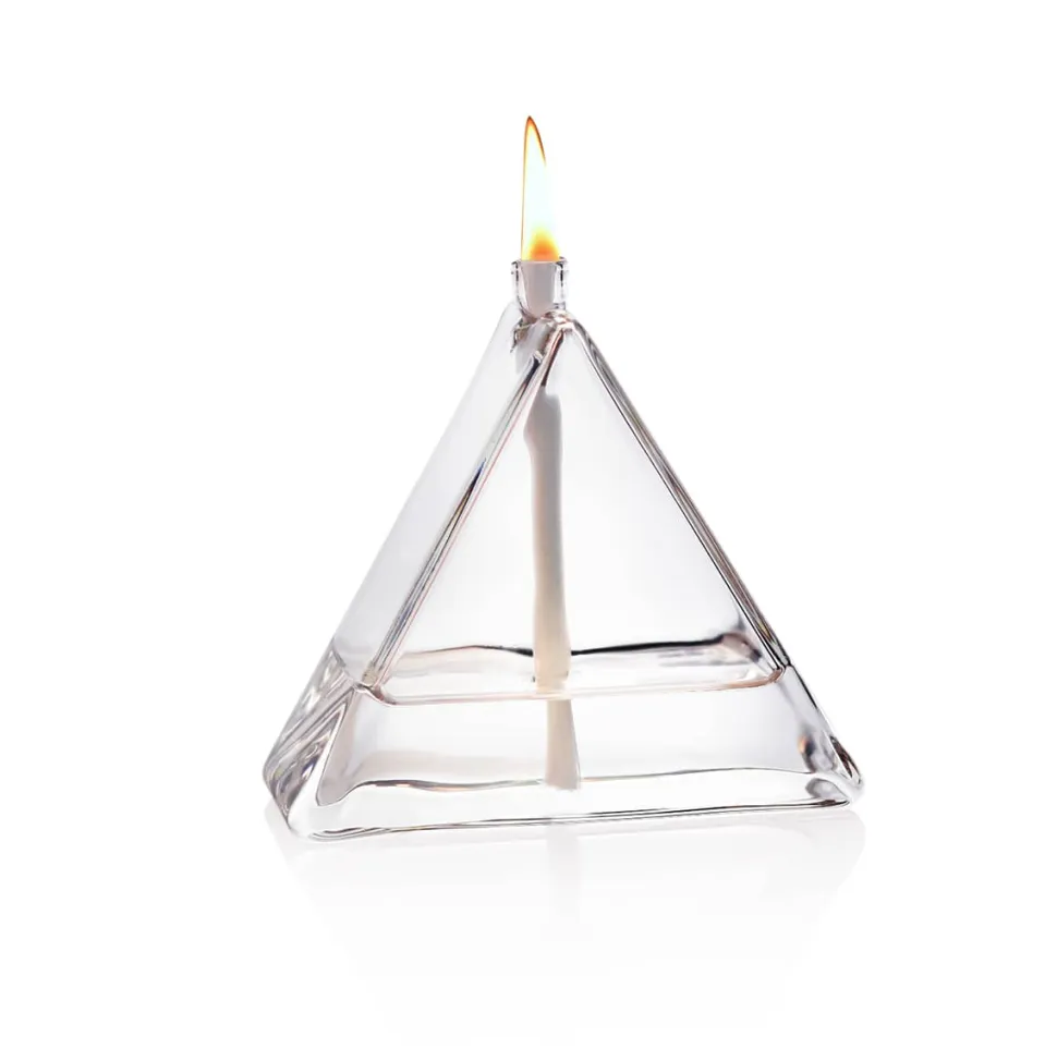 Lampe huile en verre triangle