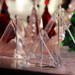 Lampe huile en verre triangle