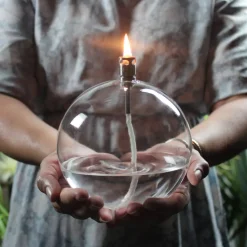 Lampe huile sphère verre gm