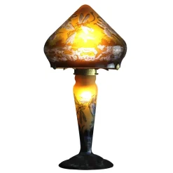 Lampe pâte de verre Tip Gallé décor libellules