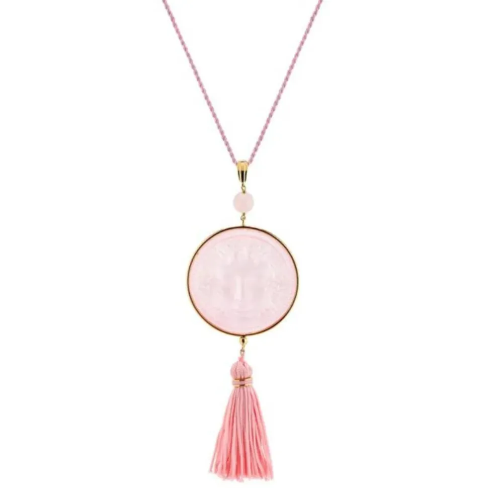 Pendentif aréthuse rond rose Lalique