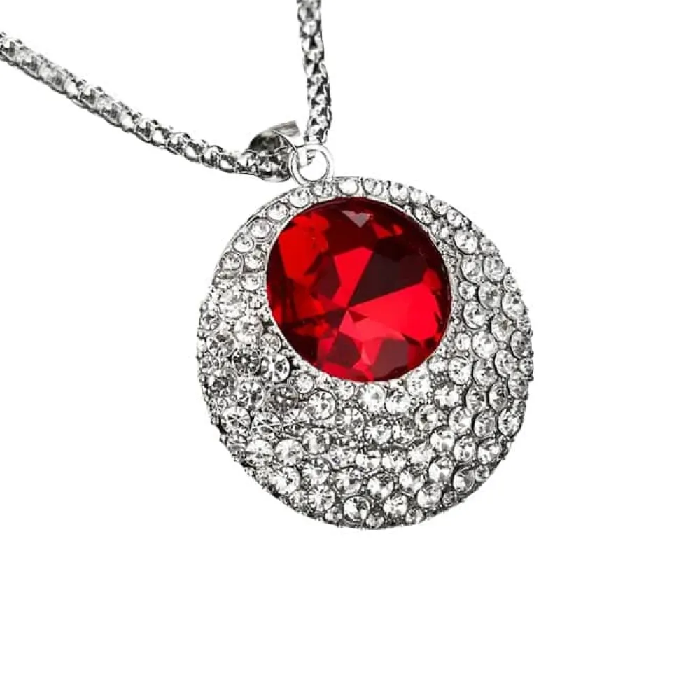 Pendentif rond éclatant cristal rouge