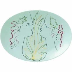 Plat ovale porcelaine Orphée et Eurydice Jean Cocteau Raynaud