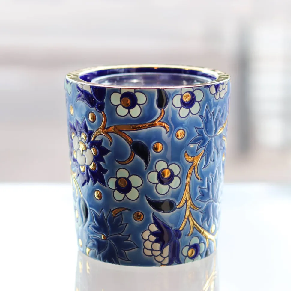 Pot à bougie bleu Héritage Émaux de Longwy