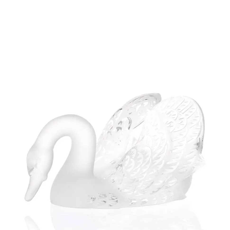 Sculpture cygne tête baissées lalique