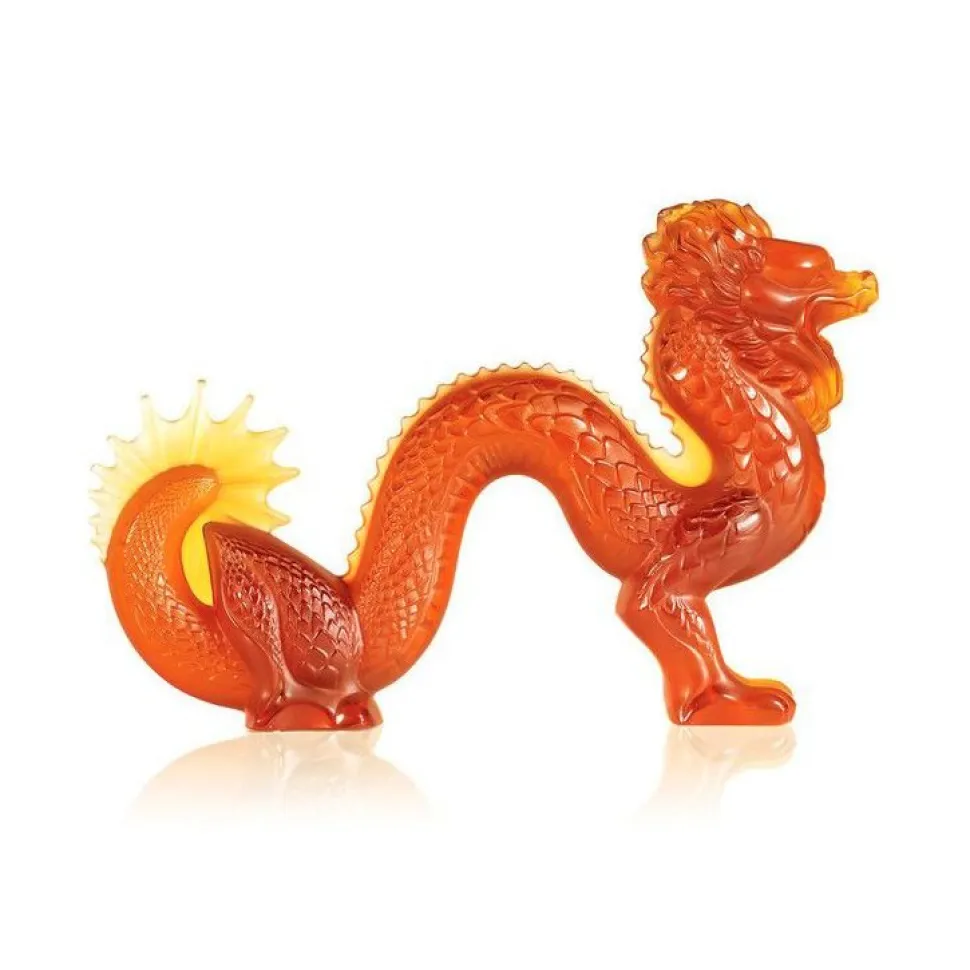 Sculpture dragon ambre lalique