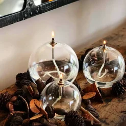 Set 3 lampes à huile sphère (pm – mm – gm) + paraffine x2