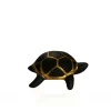 Tortue porte-bonheur noir & or Émaux de Longwy
