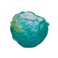 Vase bleu vert bouquet daum