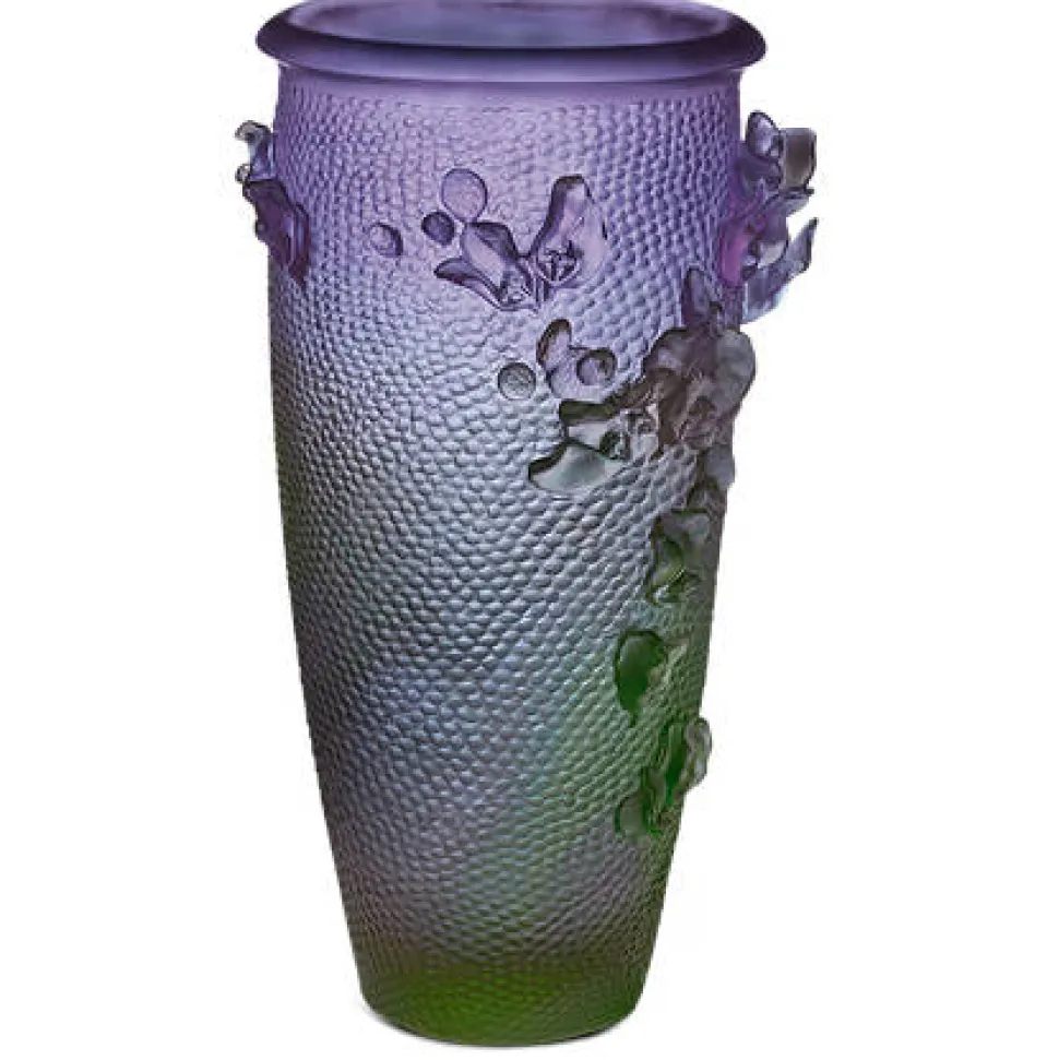Vase haut jardin imaginaire magnum violet vert Daum