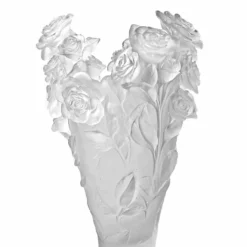 Vase magnum rose passion blanc daum