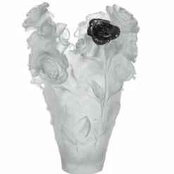 Vase magnum rose passion blanc noir daum